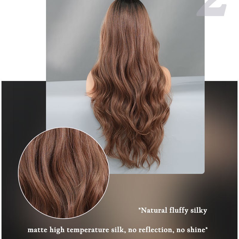 Mocha Brown Balayage Wavy Side-Part Lace Long Wig