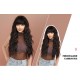 Natural Black Long Hair with Big Waves and Blunt Bangs