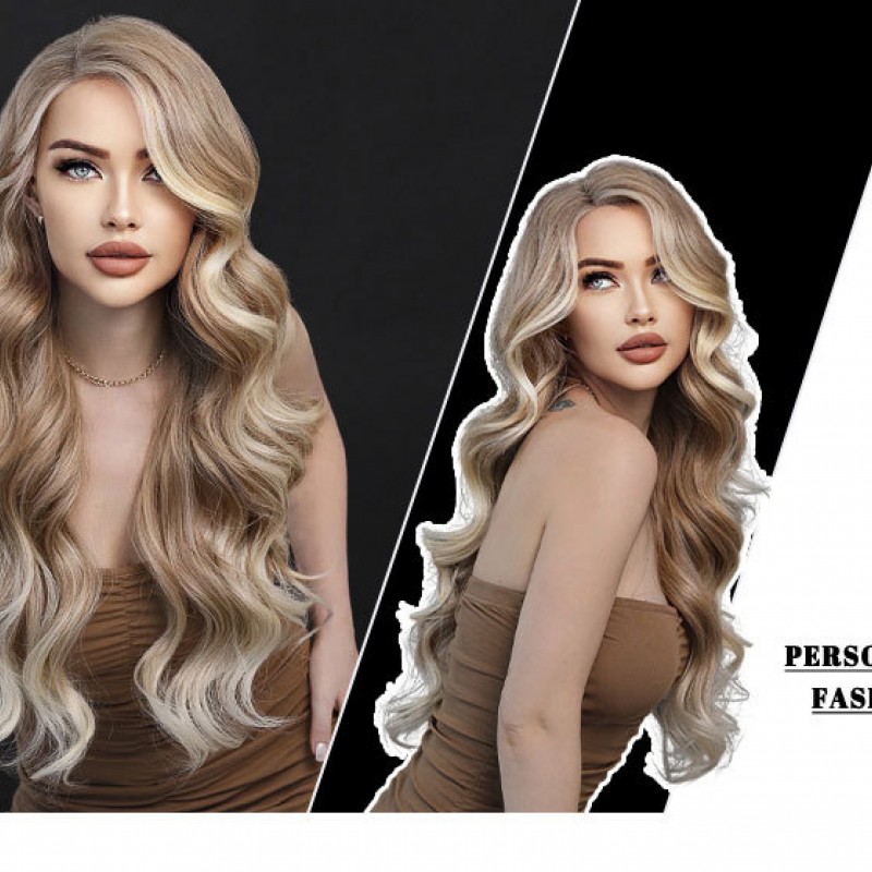 Off-White Long Curls Side Part Big Waves Lace Front Wig