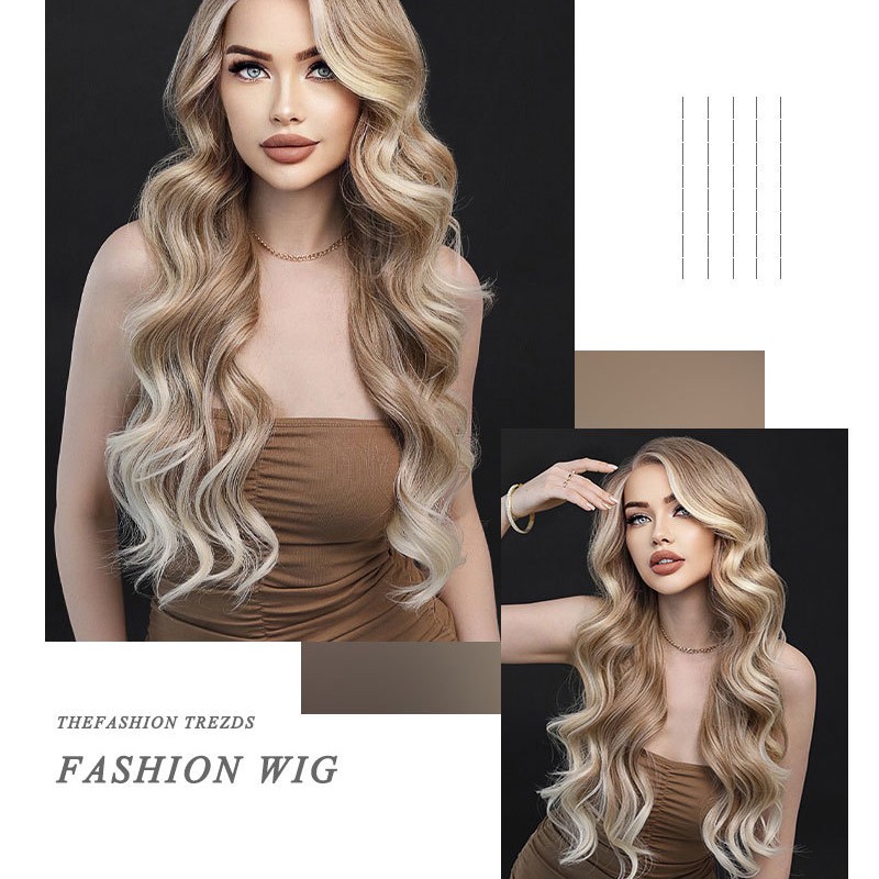 Off-White Long Curls Side Part Big Waves Lace Front Wig