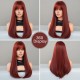 Retro Red Long Straight Wig with Inverted Bob Cut