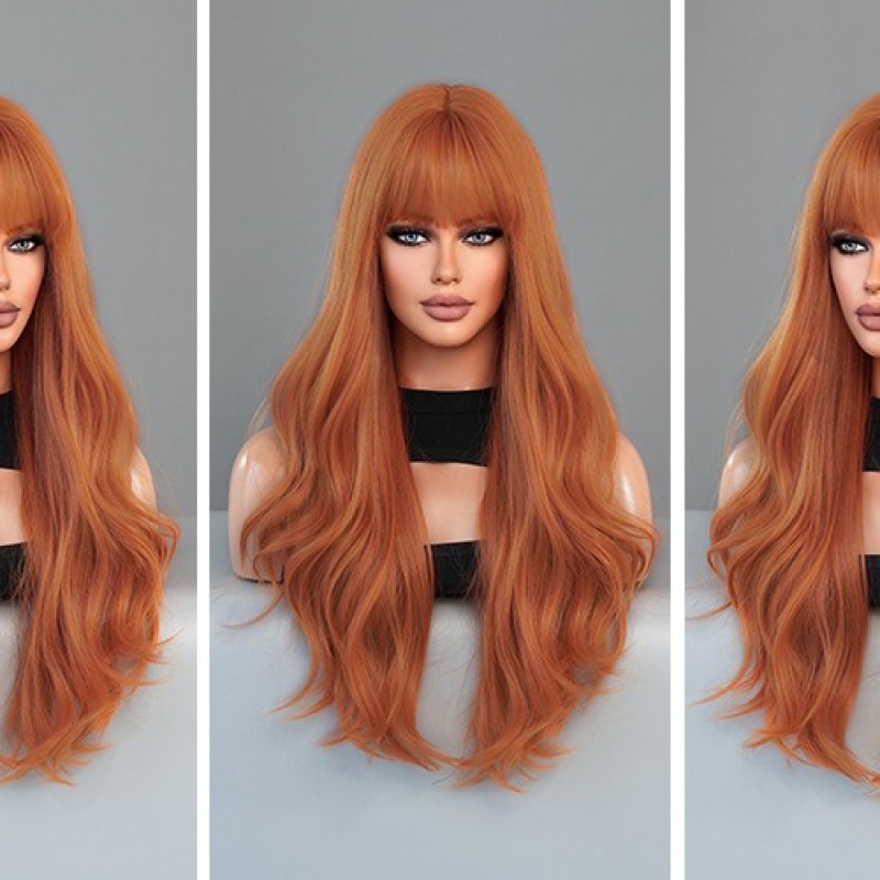 Radiant Romance Purplish-Red Long Waves, Voluminous Locks Airy Bangs