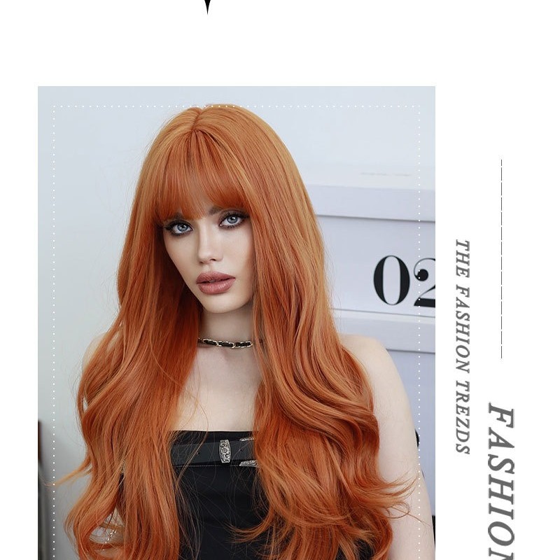 Radiant Romance Purplish-Red Long Waves, Voluminous Locks Airy Bangs