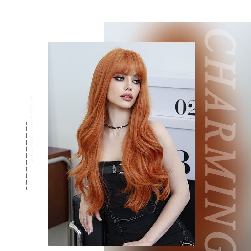 Radiant Romance Purplish-Red Long Waves, Voluminous Locks Airy Bangs