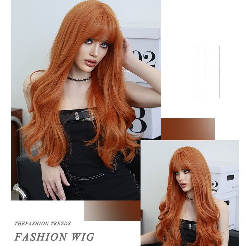 Radiant Romance Purplish-Red Long Waves, Voluminous Locks Airy Bangs