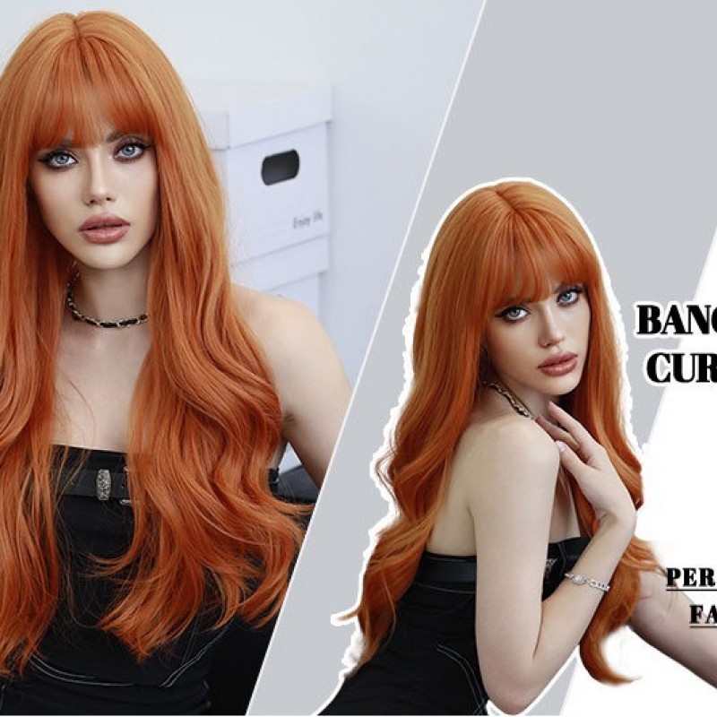 Radiant Romance Purplish-Red Long Waves, Voluminous Locks Airy Bangs