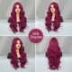 Purple-Red Wavy Long Curls Wig with Small T-Part Lace Front Wig