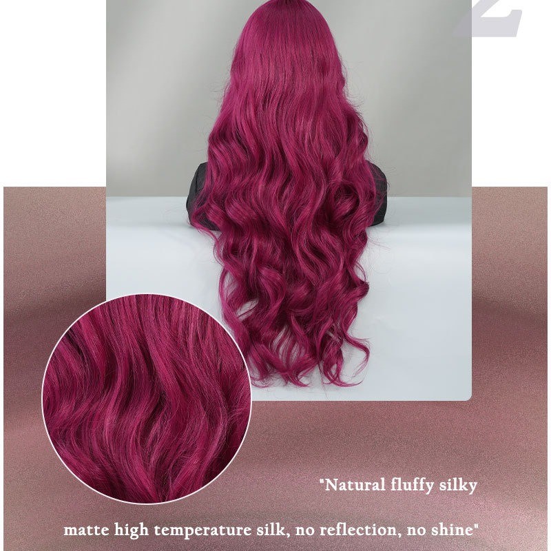 Purple-Red Wavy Long Curls Wig with Small T-Part Lace Front Wig