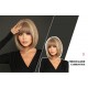 Short Straight Hair with Bangs in Tea Brown and Beige Highlighted Color Bob Wig