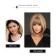 Short Straight Hair with Bangs in Tea Brown and Beige Highlighted Color Bob Wig