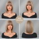 Short Straight Hair with Bangs in Tea Brown and Beige Highlighted Color Bob Wig