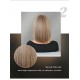 Short Straight Hair with Bangs in Tea Brown and Beige Highlighted Color Bob Wig