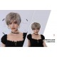 Short Straight Hair with Angled Bangs Champagne Blonde Pixie Cut Wig