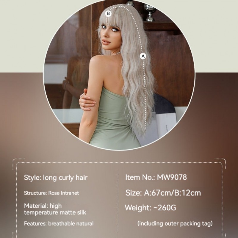 Silver Wave Long Curl Cosplay Lolita Wind Synthetic Wig