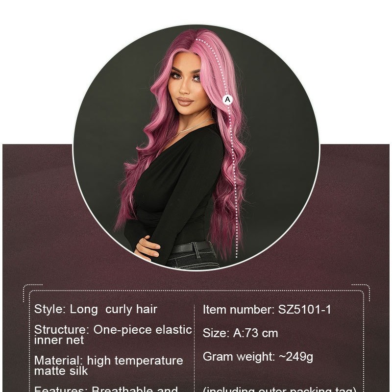 Starry Purple Highlights Lace Front Middle Part Curly Wig