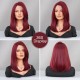 T-Part Lace Front Wig with Purple-Red Shoulder-Length Straight Hair and Side Part