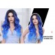 T-Part Lace Iris Blue Ombre Lace Wavy Curls Long Wig