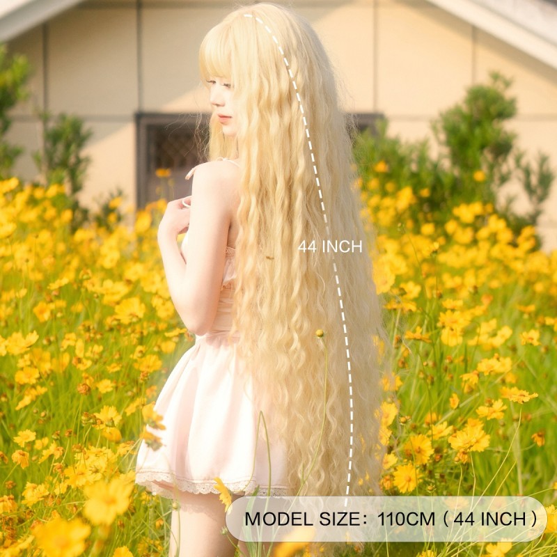 Ultra-Long Golden Loops with Fringe Lolita-Inspired Wig