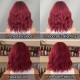 Wine Red Short Wavy Bob Wig with Straight Bangs