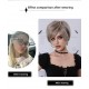 Short Straight Hair with Angled Bangs Champagne Blonde Pixie Cut Wig