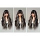 Silver Grey to Brown Ombré Long Big Waves Wig