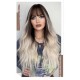 Long Curly Wig with Platinum Blonde Fluffy Air Bangs Synthetic Wig