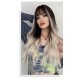 Long Curly Wig with Platinum Blonde Fluffy Air Bangs Synthetic Wig