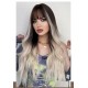 Long Curly Wig with Platinum Blonde Fluffy Air Bangs Synthetic Wig