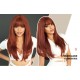 Bright Orange Long Straight Wig with Bangs and Root Dye Effect