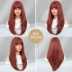 Bright Orange Long Straight Wig with Bangs and Root Dye Effect