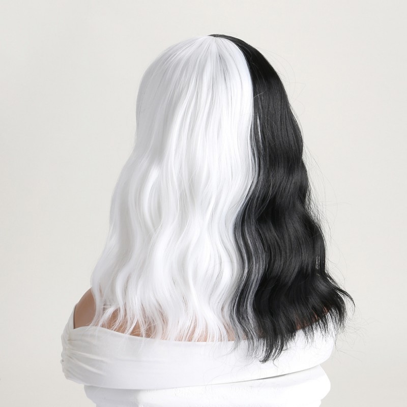 Cruella Black and White Mid-Length Curly Wig