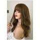 Icy Brown Straight Bangs Long Wavy Wig with Big Waves