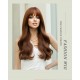 Citrus Brown Long Wavy Wig with Natural Air Bangs