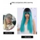 Lagoon Blue Long Straight Hair Wig with Bangs