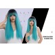 Lagoon Blue Long Straight Hair Wig with Bangs