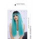 Lagoon Blue Long Straight Hair Wig with Bangs