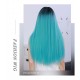 Lagoon Blue Long Straight Hair Wig with Bangs