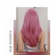 Dreamy Pink Long Straight Wig with Thin Vine Gradient Synthetic Wig