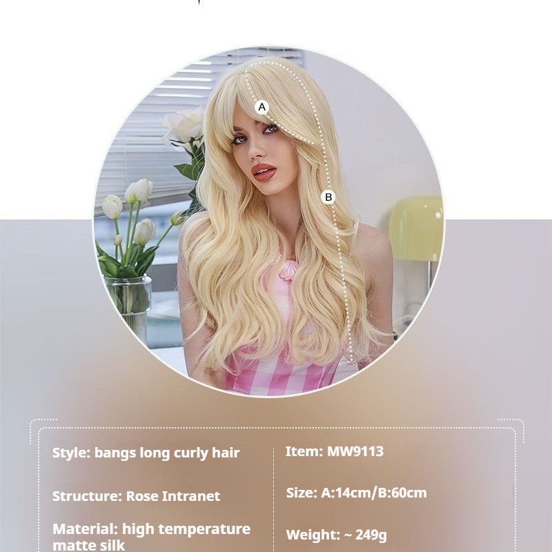 Barbie Blonde Long Curls Center Part Wig