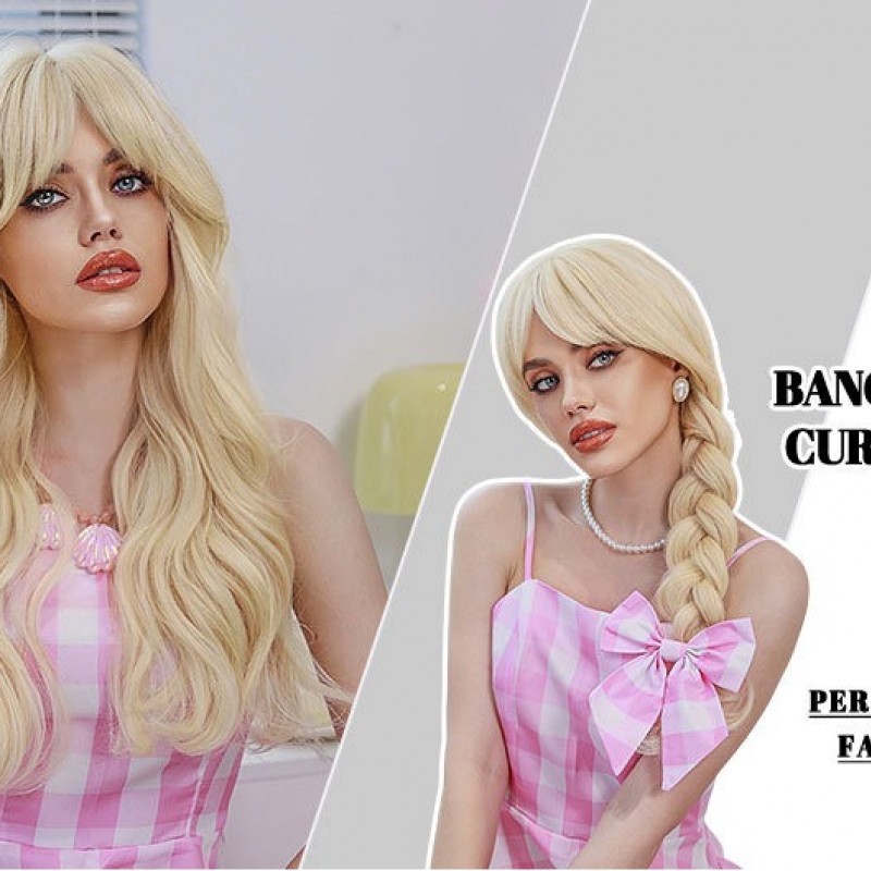 Barbie Blonde Long Curls Center Part Wig