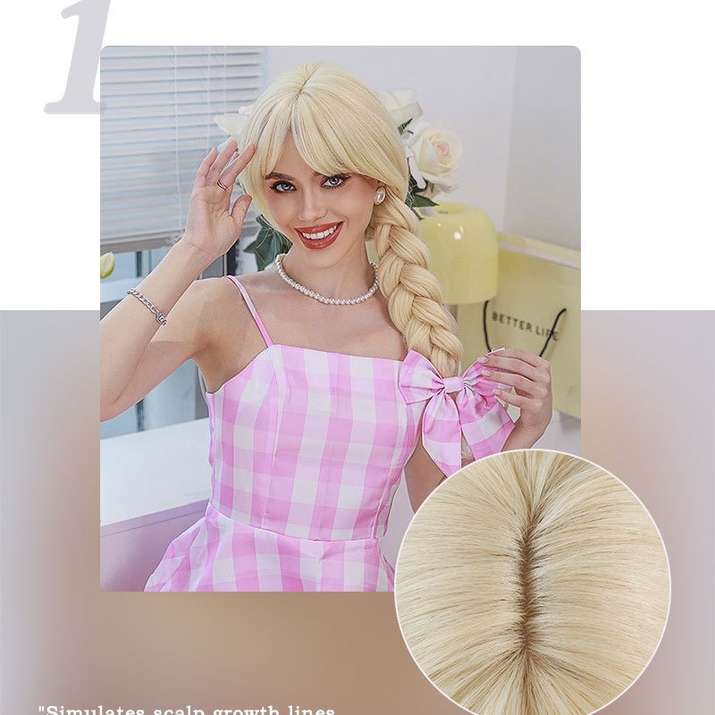 Barbie Blonde Long Curls Center Part Wig