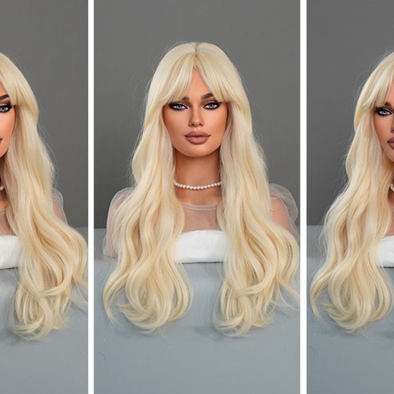 Barbie Blonde Long Curls Center Part Wig