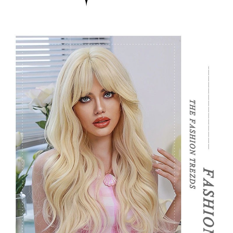 Barbie Blonde Long Curls Center Part Wig