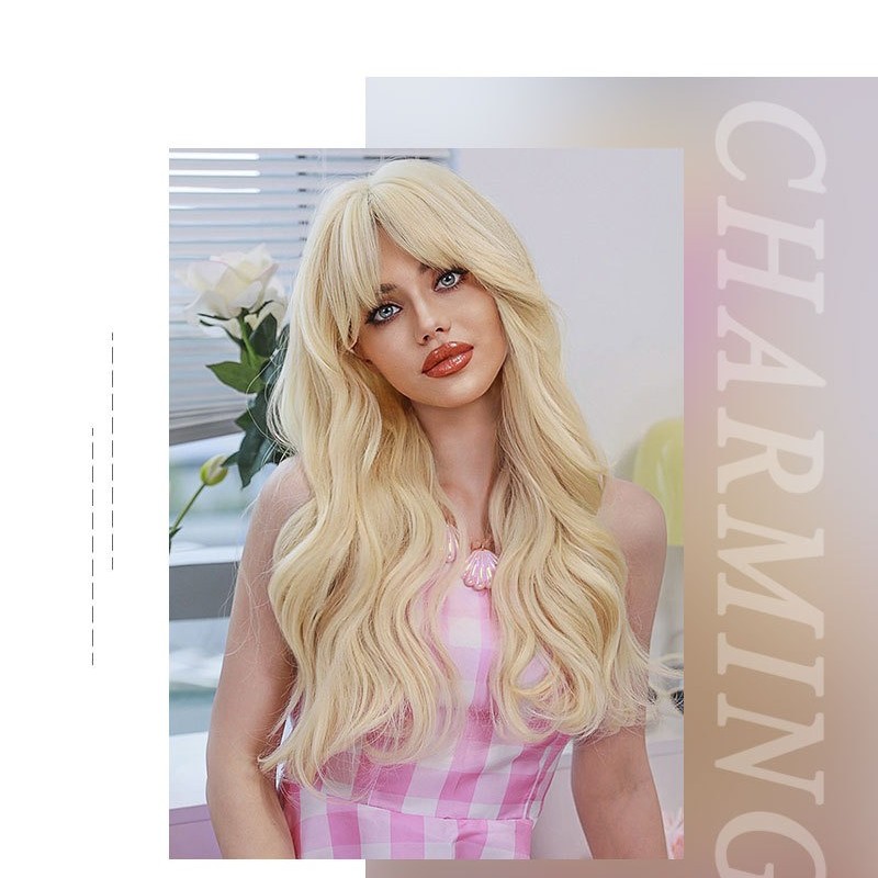 Barbie Blonde Long Curls Center Part Wig