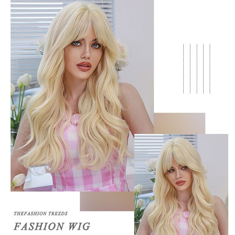 Barbie Blonde Long Curls Center Part Wig