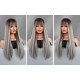 Marled Brown Long Straight Hair Wig with Highlights