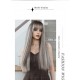 Marled Brown Long Straight Hair Wig with Highlights