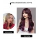 Ombre Purple Straight Bangs Long Wavy Wig with Big Waves