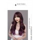 Ombre Purple Straight Bangs Long Wavy Wig with Big Waves