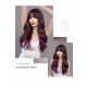 Ombre Purple Straight Bangs Long Wavy Wig with Big Waves